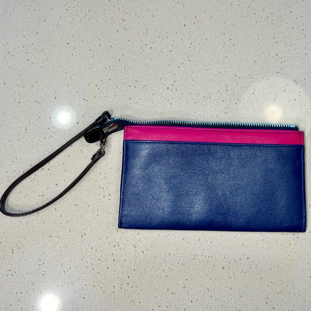 Coach Fuchsia and Navy Zip Pouch - Picture 8 of 11